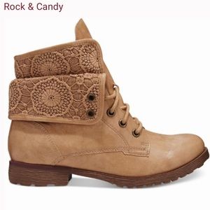 Rock & Candy boots booties Tan 2 way fold down 7.5